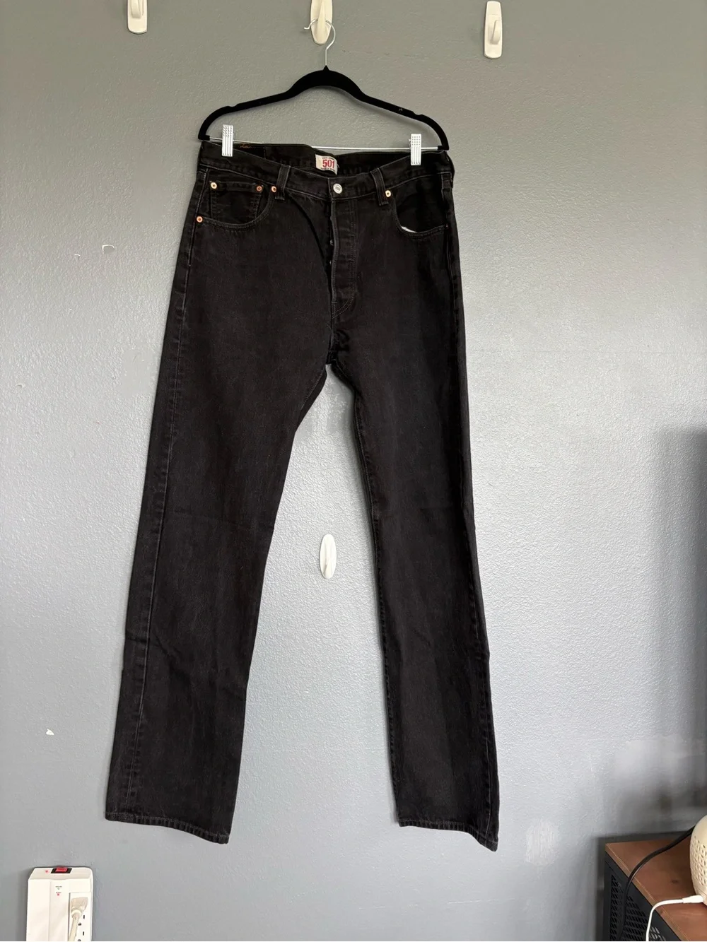 Vintage Y2K Levi’s 501 Jeans W36 L36 Black Faded Button Fly Straight Leg